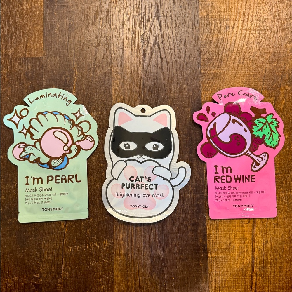 Set of three Tony moly face masks